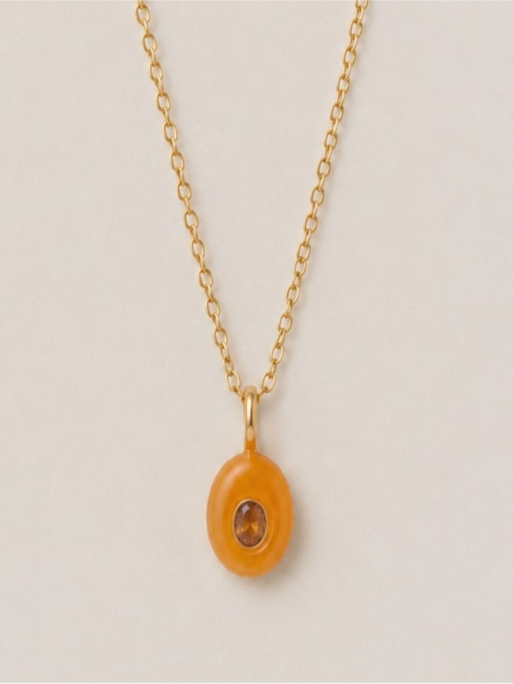 New! Aura 18K Gold Plated Stone Aura Droplet Necklace (1059) NWOT